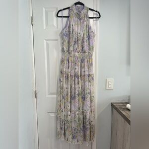 Taylor Lavender and Yellow Floral Maxi Dress